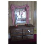 DRESSER- OIL LAMP- MIRROR - NIGHTSTAND- BED