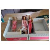 3 BARBIES AND CASE