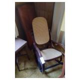 WICKER AND WOOD ROCKER AND STAND