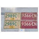 MICHIGAN LICENSE PLATES- 1971 AND 1969 MATCHING