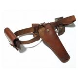 LEATHER HOLSTER-WITH BELT- AMMO HILDER- AND 3