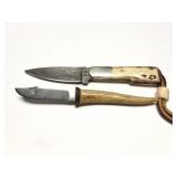 2- CUSTOM ANTLER HANDLE KNIVES