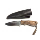 HAND. MADE CUSTOM KNIFE- WITH HANDMADE LEATHER
