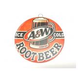 A & W ROOT BEER- ROUND TIN SIGN