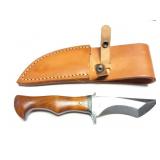 CUSTOM HAND MADE KNIFE- LEATHER SHEATH- MARKED-