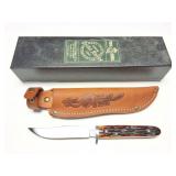 QUEEN CUTLERY- # 73 ACSB- WITH LEATHER SHEATH AND