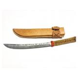 CUSTOM HAND FORGED KNIFE- WITH HAND MADE LEATHER