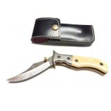 FOLDING KNIFE WITH LEATHER SHEATH