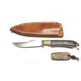 HAND MADE KNIFE- WITH HAND MADE LEATHER SHEATH