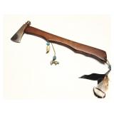 SMALL HAND FORGED TOMAHWAK- WITH NATIVE AMERICAN