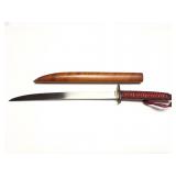 HAND MADE KNIFE- WRAPPED HANDLE- WOODEN SHEATH