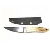 WYLIE- HORN HANDLE KNIFE WITH HARD SHEATH