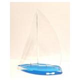 GLASS SAIL BOAT- SIGNED
