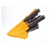 FABERWARE WOOD KNIFE BLOCK AND KNIVES- SOME