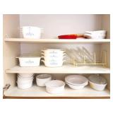 CORNING WARE LOT- CONTENTS OF CABINET