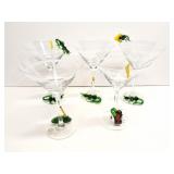 5- ANIMAL AND GOLF THEMED MARTINI GLASSES- GLASS-