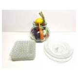 GLASS PLATES AND GLASS BOWL CORNICOPIA
