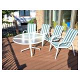 ROUND GLASS TOP TABLE AND 4 CHAIRS