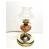 VINTAGE OIL LAMP- HAND BLOWN SHADE