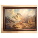 FRAMED PRINT- MOUNTAINS AND RIVER-