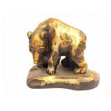 HAND CARVED WOODEN BEAR- SIGNED- APPROXIMATELY 5