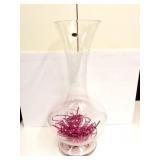 DAMARA LARGE GLASS VASE- HAS SMALL CHIP AT TOP-
