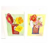 ROBBIN GOURLEY- PRINTS- FLOWERS IN RED CAN AND
