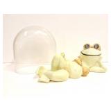HAND MADE AND SIGNED FROG AND GLASS DOME