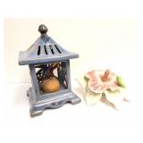 PORCELAIN FLOWER AND CHICKEN ON EGG IN HUT