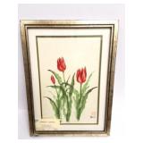 RED TULIPS ON RICE PAPER- ORIGINAL- SIGNED AND