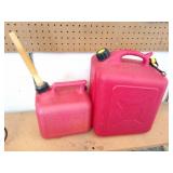 2- RED PLASTIC GAS CANS-