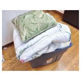 LARGE TUB OF LINENS-COMFORTER AND MUCH MORE