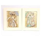 BABS- 2 ORIGINAL PASTELS- APPROXIMATELY- 8 INCHES