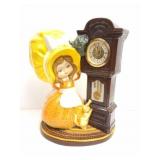 VINTAGE- HAND MADE FIGURE WIYH CLOCK- 11 INCHES