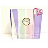 SIGNED -GLASS- CLOCK - ART DECOR- APPROXIMATELY-