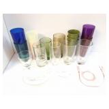 PINK DEPRESSION GLASS BOWL AND GLASSES LOT