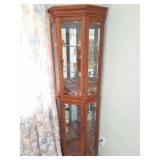 CORNER CHINA CABINET WITH CONTENTS- LIGHTS COME