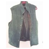 LADIES GREEN SUEDE FLANNEL LINED VEST AND A BKAXK
