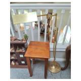 PLANT STAND AND BRASS FLOOR LAMP