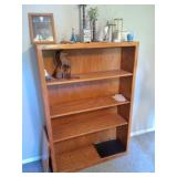 WOODEN BOOK CASE AND ALL CONTENTS