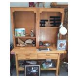 LARGE WOODEN WORK STATION- WORK BENCH WITH ALL