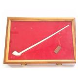 BONE PIPE AND WOODEN LIGHTER- IN WOODEN IN GLASS