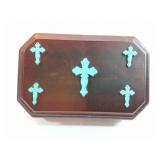 HAND MADE WOODEN - JEWLERY BOX- SIGNED ON BOTTOM