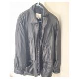 LONDON FOG -VINTAGE BLACK LEATHER LONG LINED COAT
