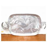 HEAVY- ALUMINUM/ PEWTER?- HORSE HEAD TRAY