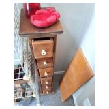 VINTAGE WOODEN CABINET- AND CONTENTS