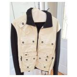 VINTAGE LADIES COAT - LEATHER AND WOOL