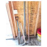 OUTDOOR TOOLS- POST HOLE DIGGER- HOE - SHOVELS