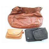 LEATHER BAG- LEATHER SHEATH AND MORE- 3 ITEMS