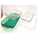 PYREX AND ANCHOR CAKE DISHES- 4 DISHES